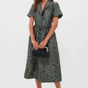 Tuckernuck Dark Green Floral Midi Dress NWT